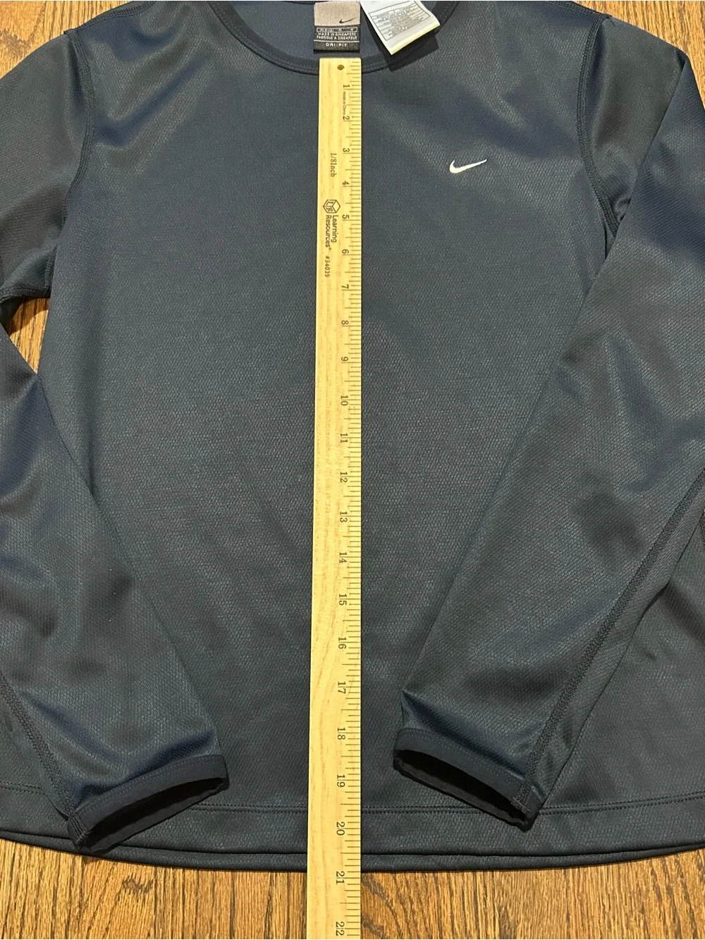 Nike Dri-FIT Long Sleeve Athletic Top Navy Blue Embroidered Swoosh Medium